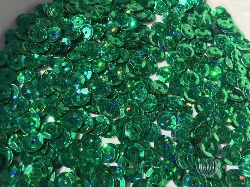 Golden Leaf Sequins 8mm 1000/Pkg Crazy Dots Finish Emerald Green - Image 2